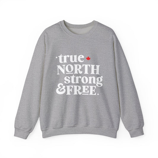 True North Strong & Free Unisex Crewneck Sweatshirt - Cozy Canadian Apparel for Everyday Wear